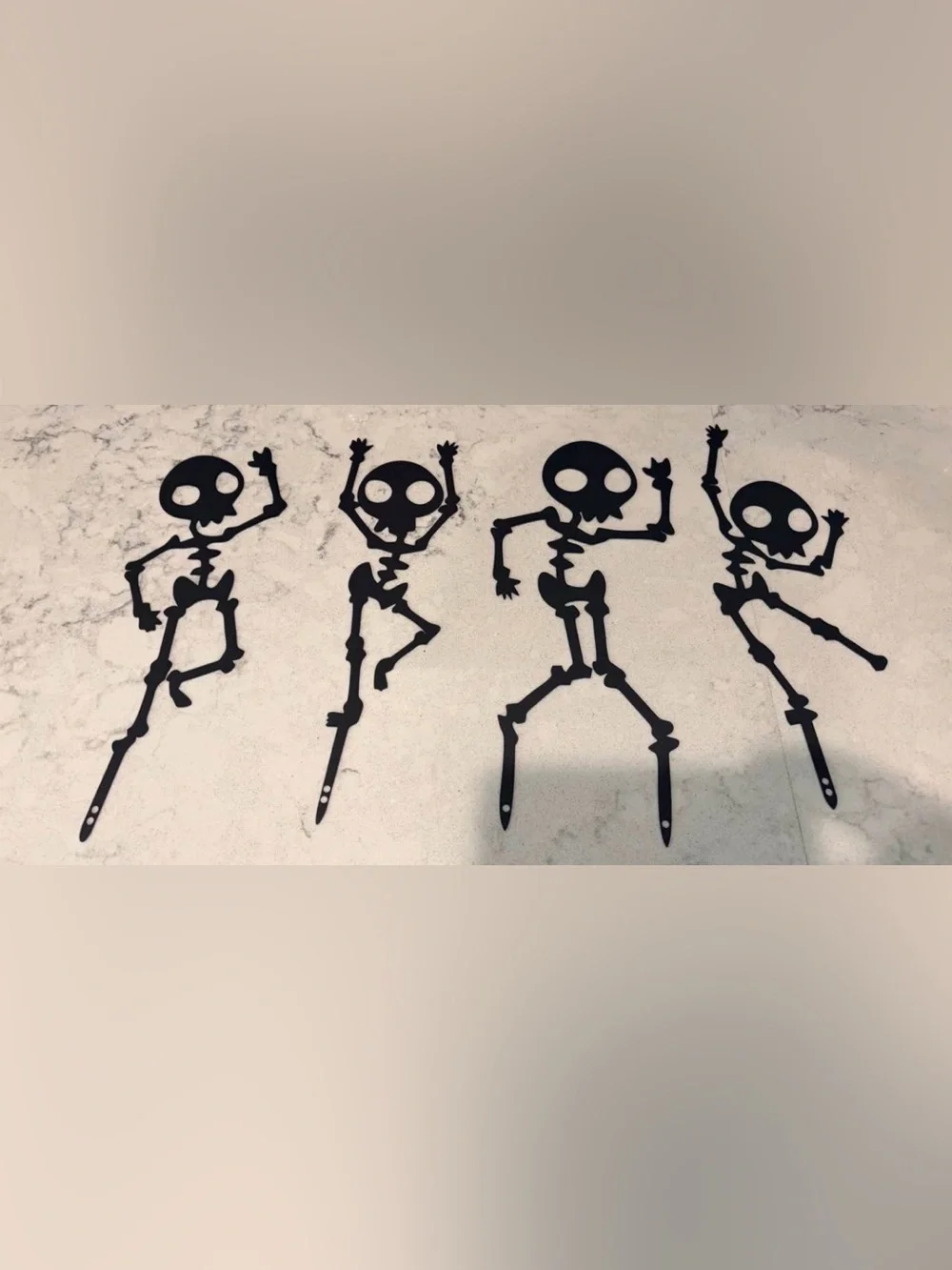 Dancing Black Skeleton Lawn Stakes - Halloween Yard Decorations